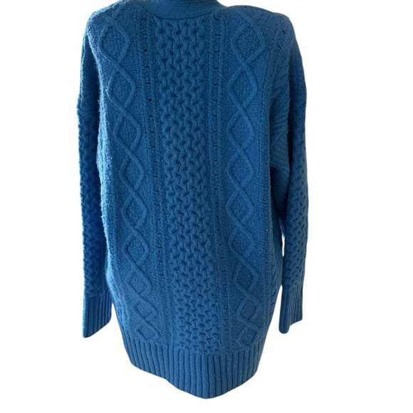 J. Crew Stretch Cable Knit Cardigan Cerulean Blue - Picture 3 of 14